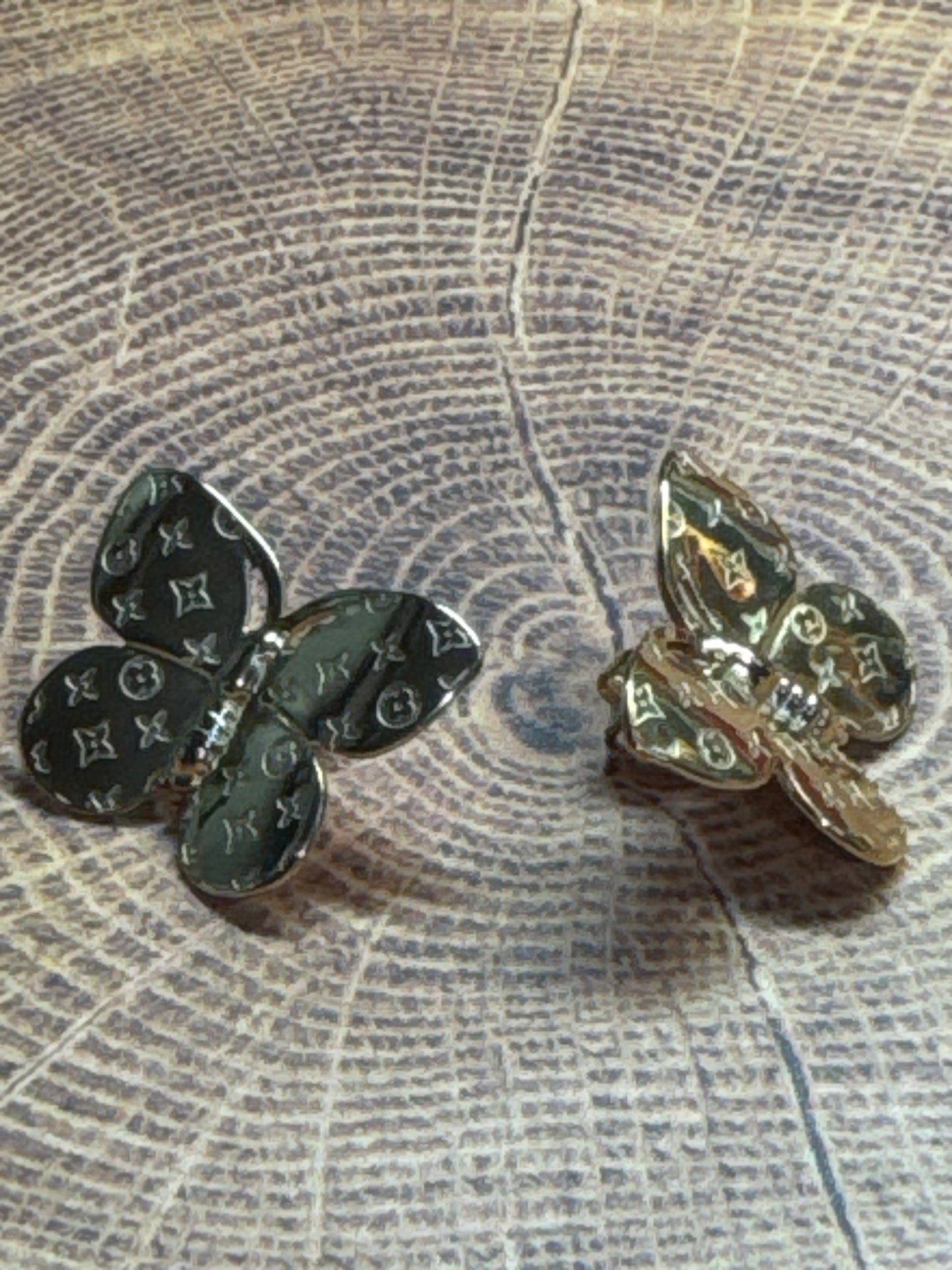 Stainless Steel Butterfly Gold Stud Post Back Earrings