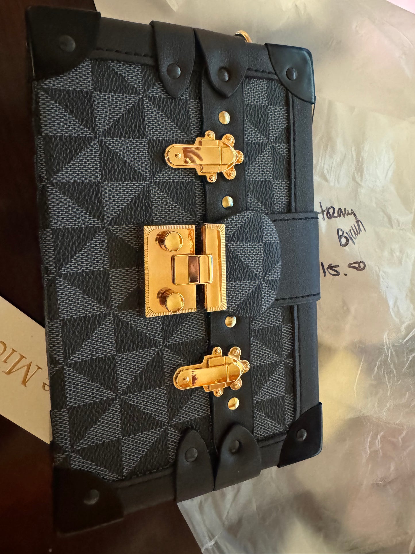Fashion Black Monogram Boxy Crossbody Satchel  Handbag