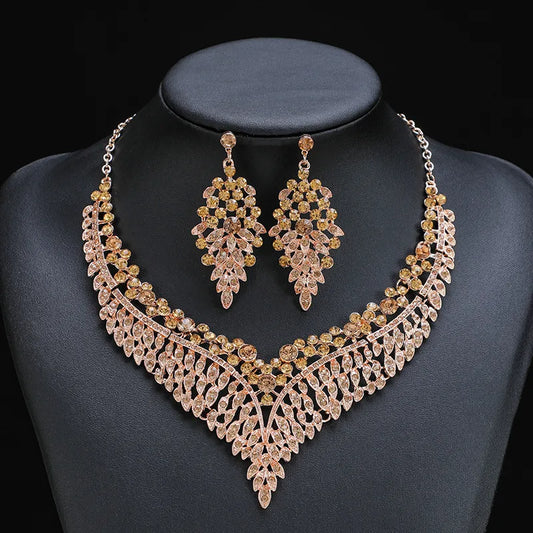 Nora ~  Cubic Zirconia Fashion Bridal Prom Necklace Earrings Set