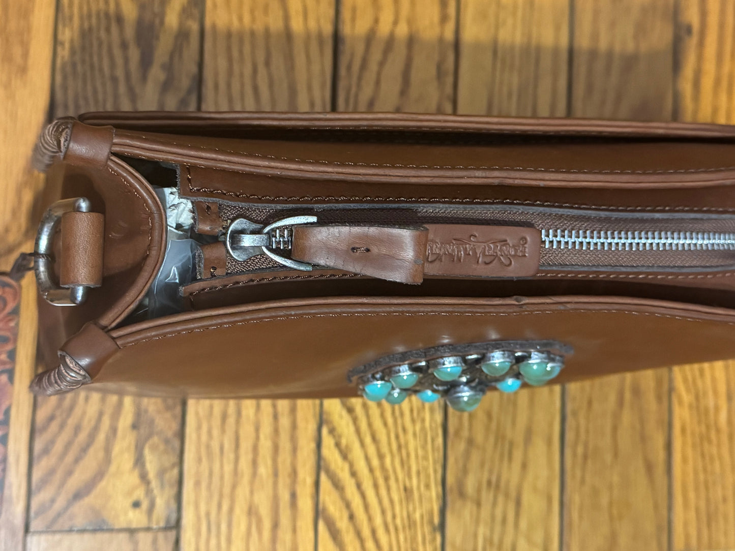 Montana West Trinity Ranch Ranch Genuine Leather Shoulder Handbag- Coffee Brown