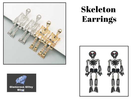 Halloween Skeleton  Post Back  Earrings