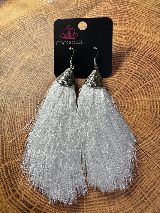 Paparazzi  Tassel Temptress - White  Earrings
