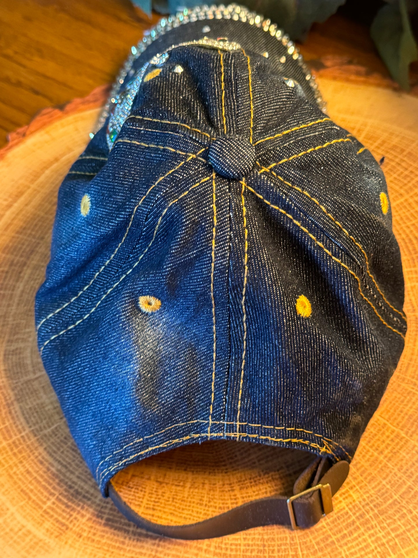 Butterfly Bling Blue  Denim Multicolor Baseball Hat Cap