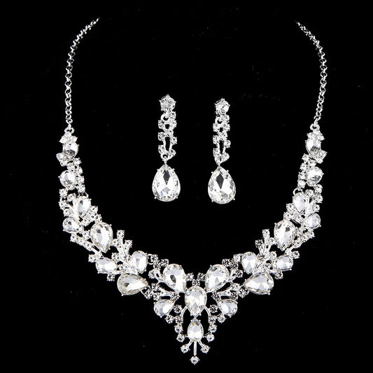 Cubic Zirconia Fashion Bridal Prom Zi Necklace Earrings Set