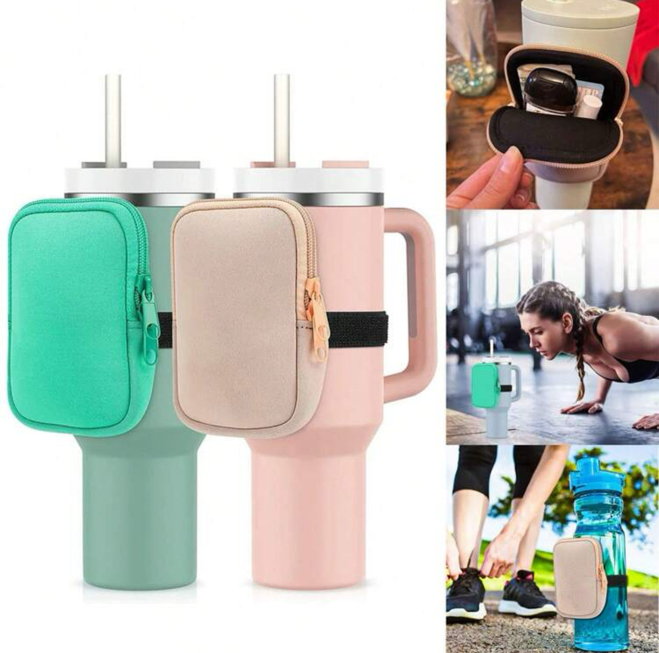 Mint Green Tumbler Cup Holder Bag