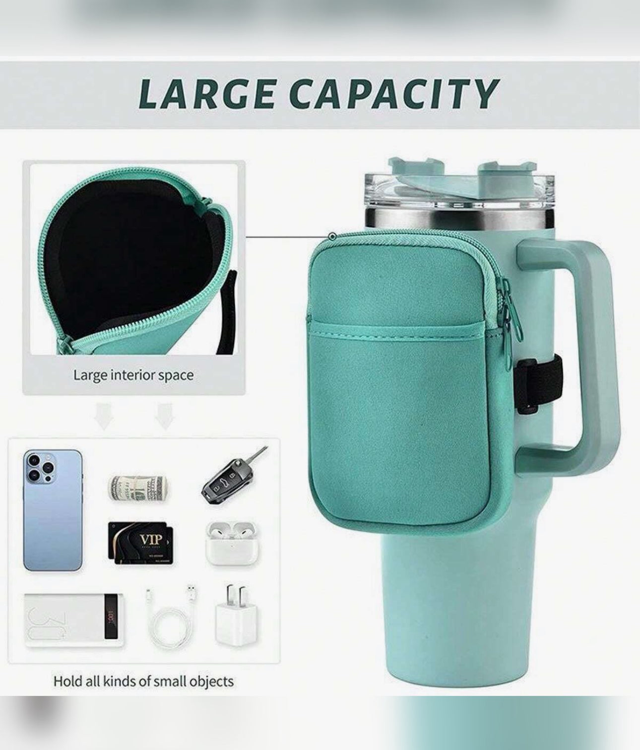 Mint Green Tumbler Cup Holder Bag