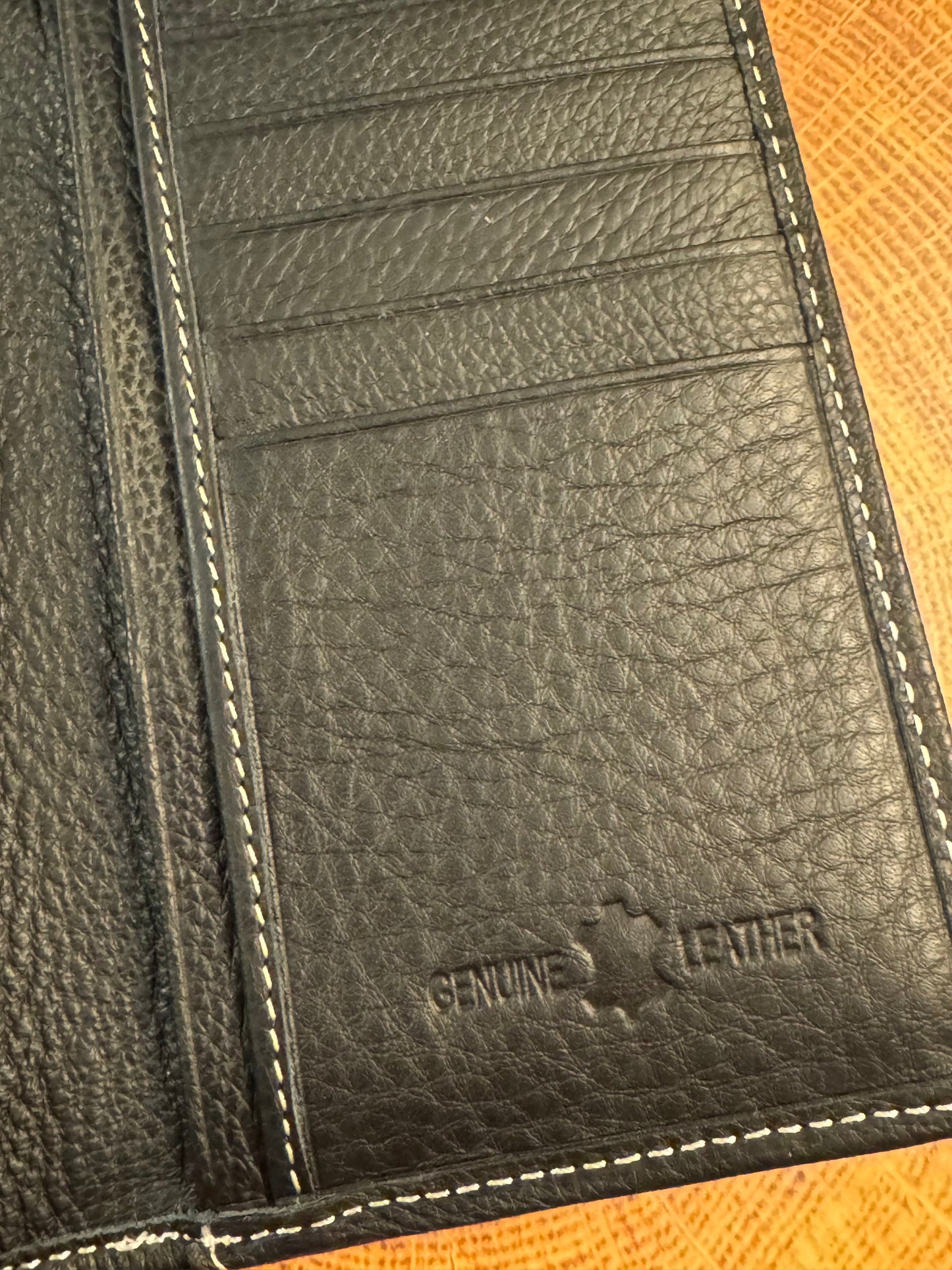 Ladies Mens  Hand-tooled Leather Bifold Checkbook Wallet ~ Black