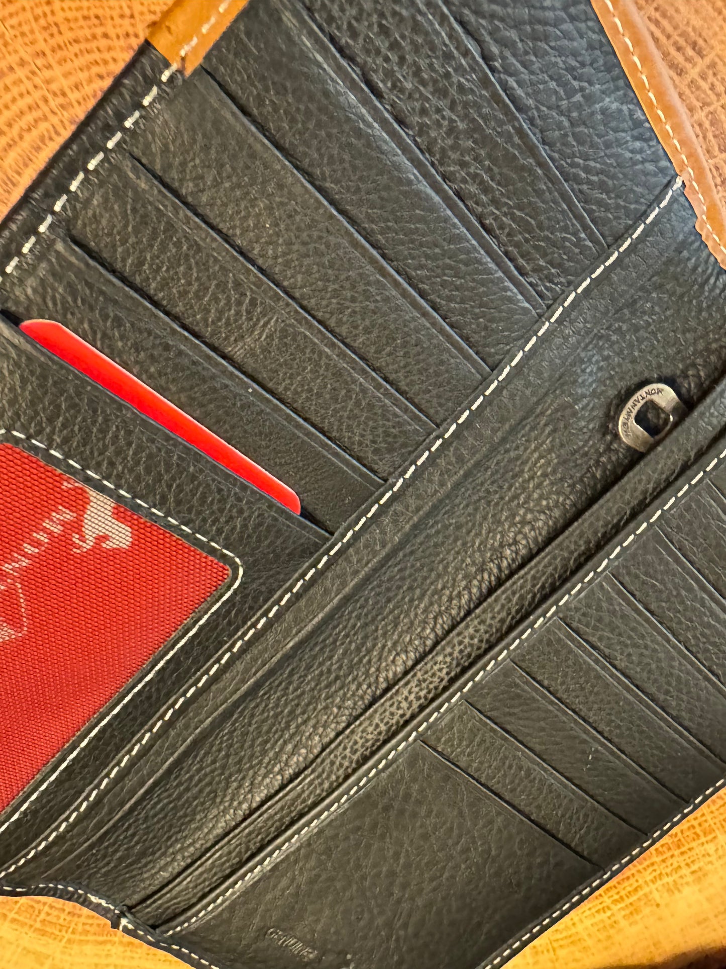 Ladies Mens  Hand-tooled Leather Bifold Checkbook Wallet ~ Black