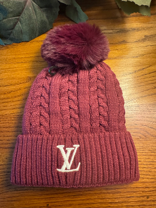 Luxury Beanie Hat  Winter Insulated Burgundy