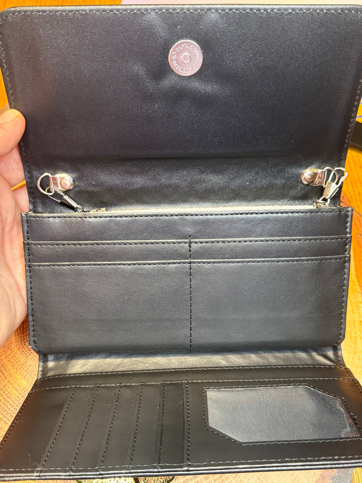 Black Dazzling with White Crystals Classic Crossbody Wallet