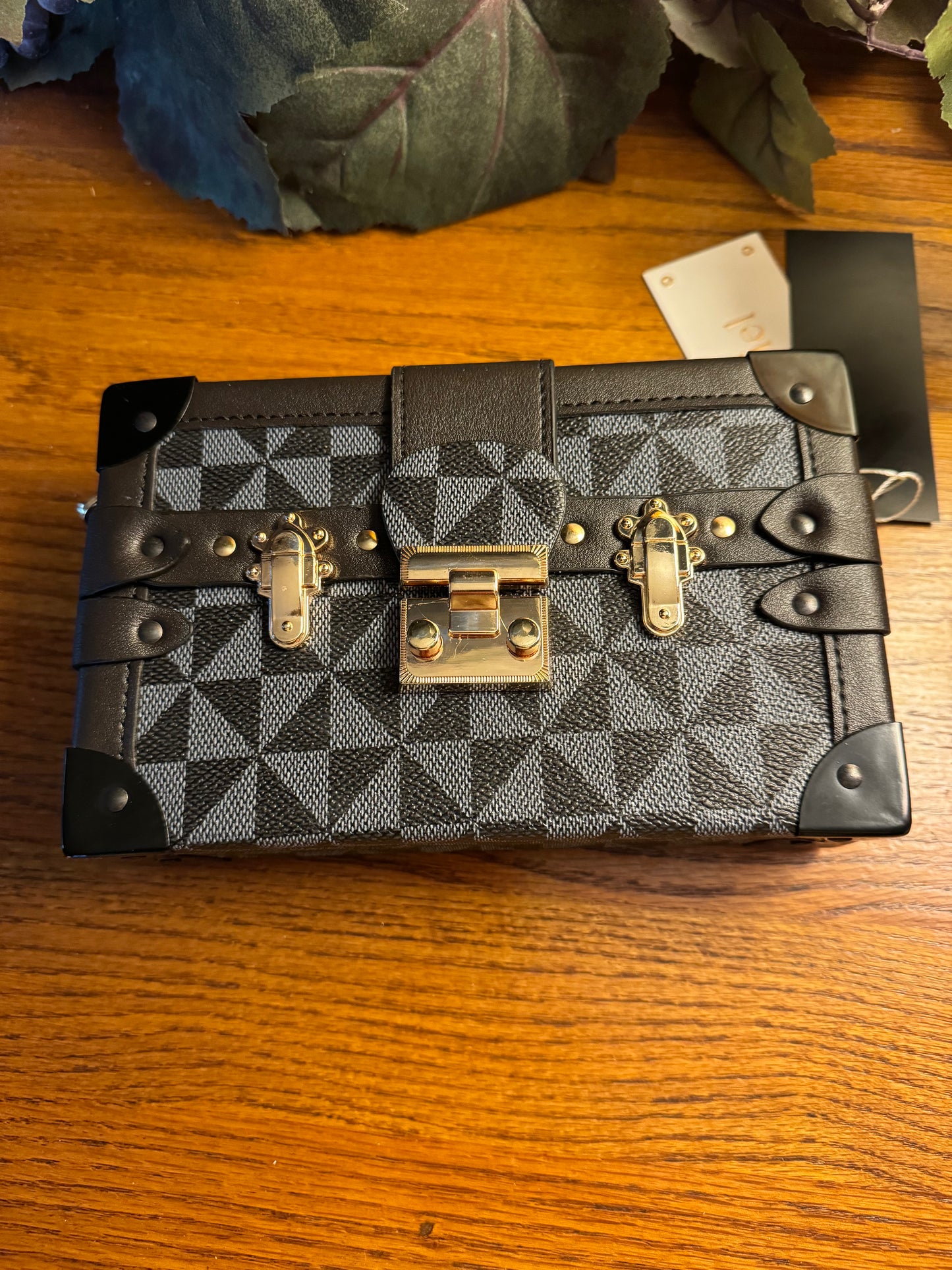 Fashion Black Monogram Boxy Crossbody Satchel  Handbag