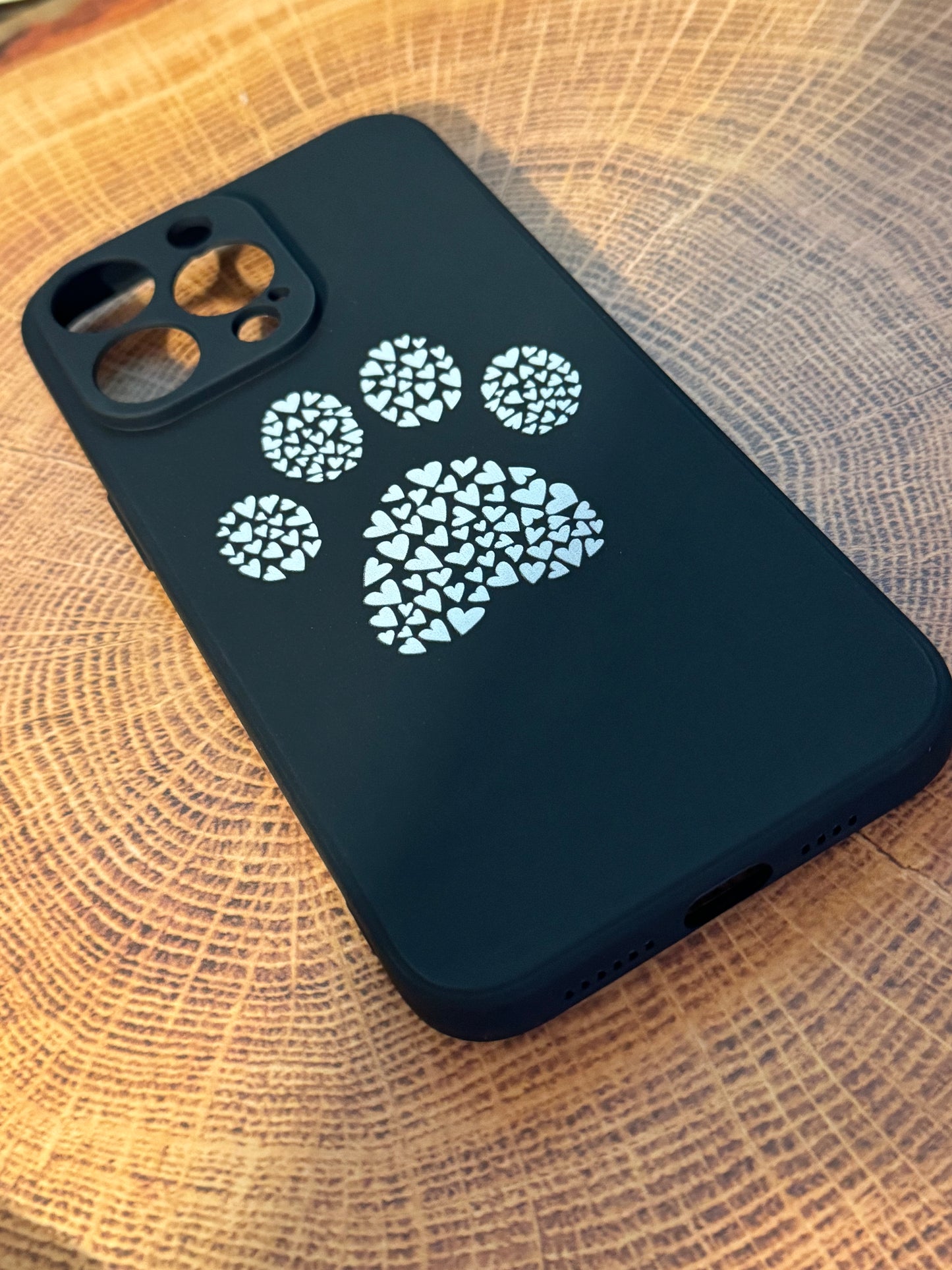 iPhone 15 Pro Max PAW Heart Pattern Soft Case