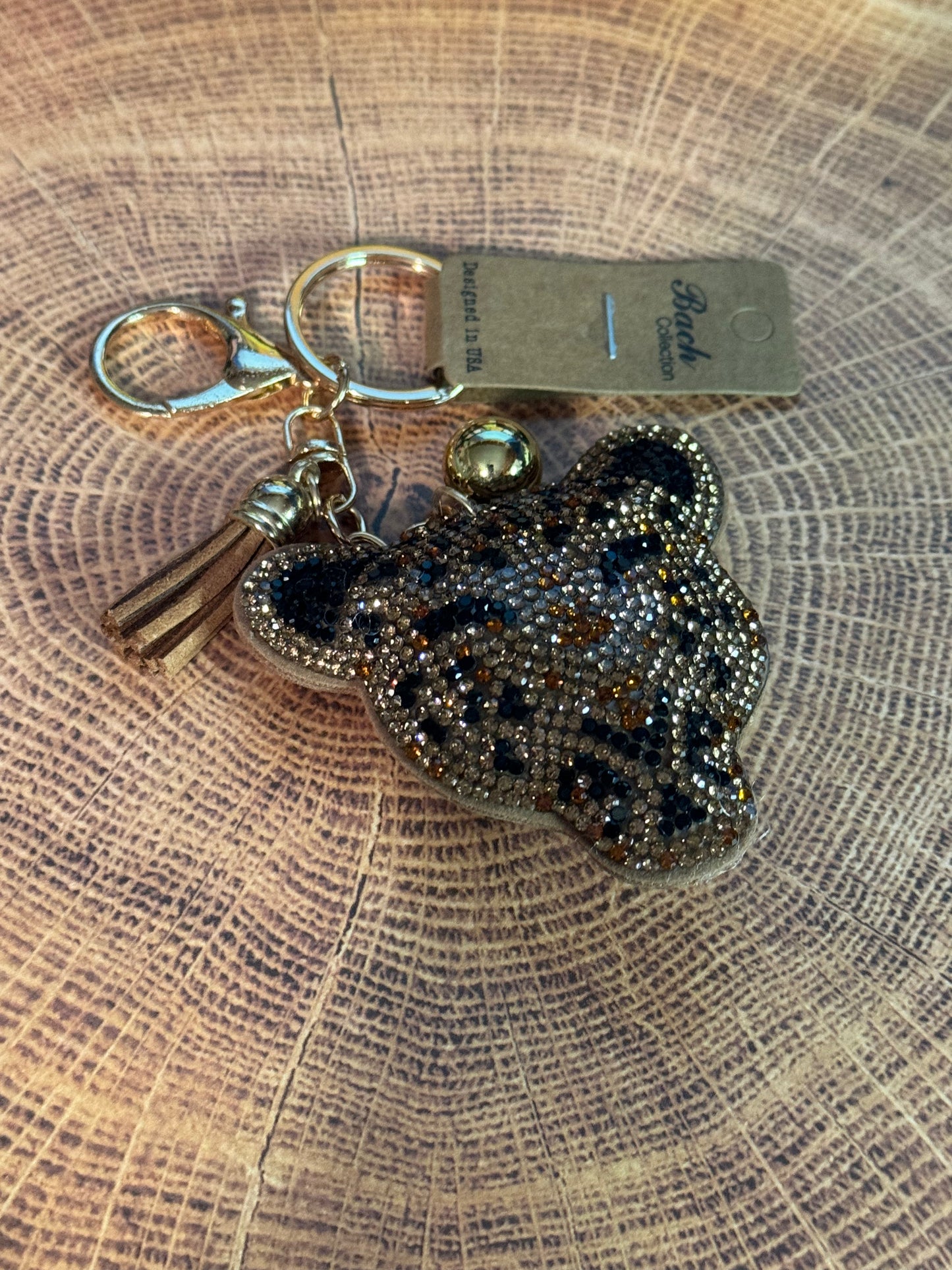 Crystal Leopard Multicolored Rhinestone Key Chain