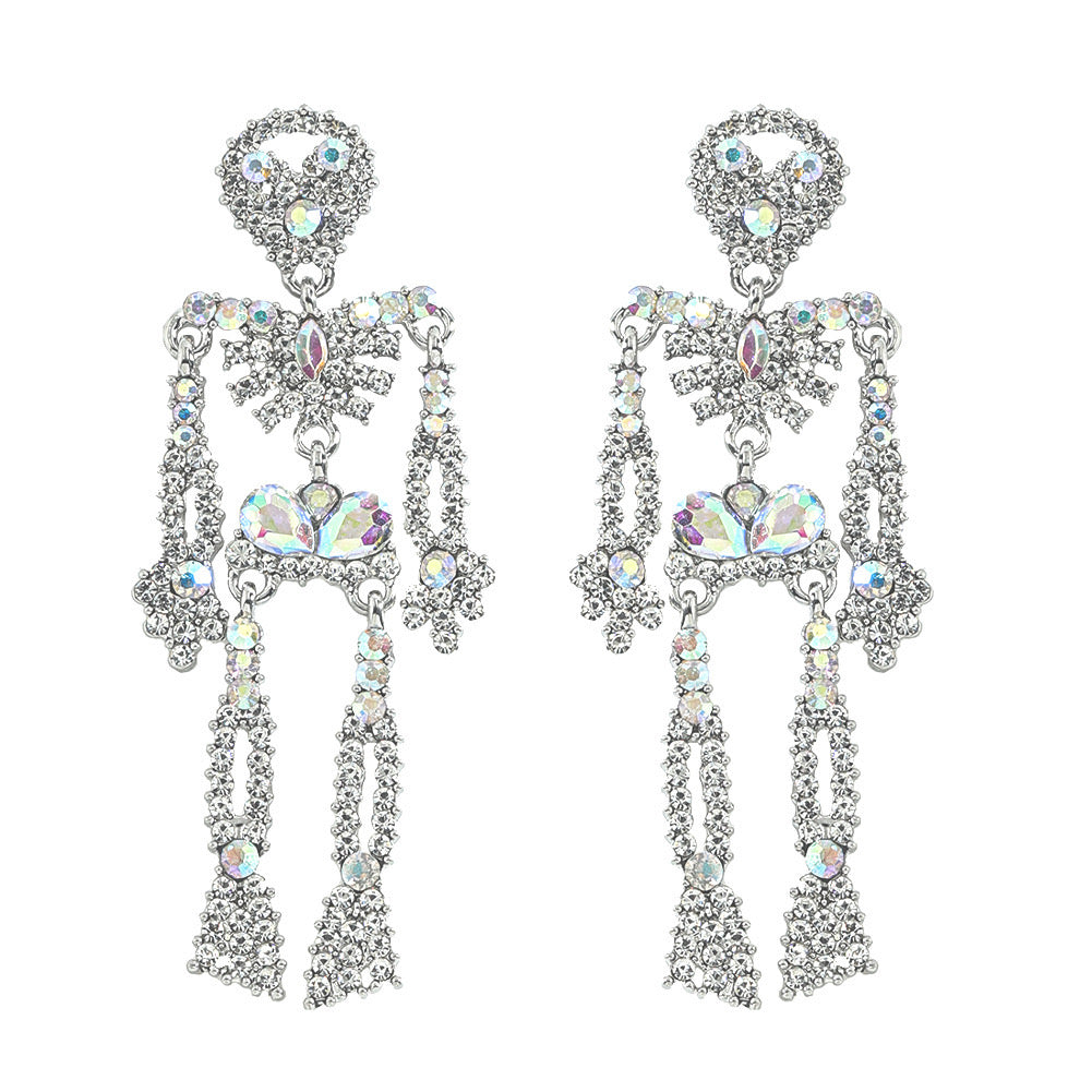 Halloween Skeleton  Iridescent Post Back   Earrings