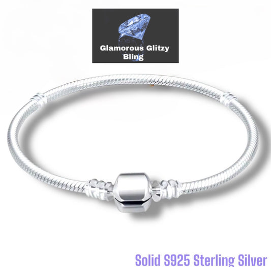 Classic Charm Bracelet Base -  S925 Sterling Silver Snake