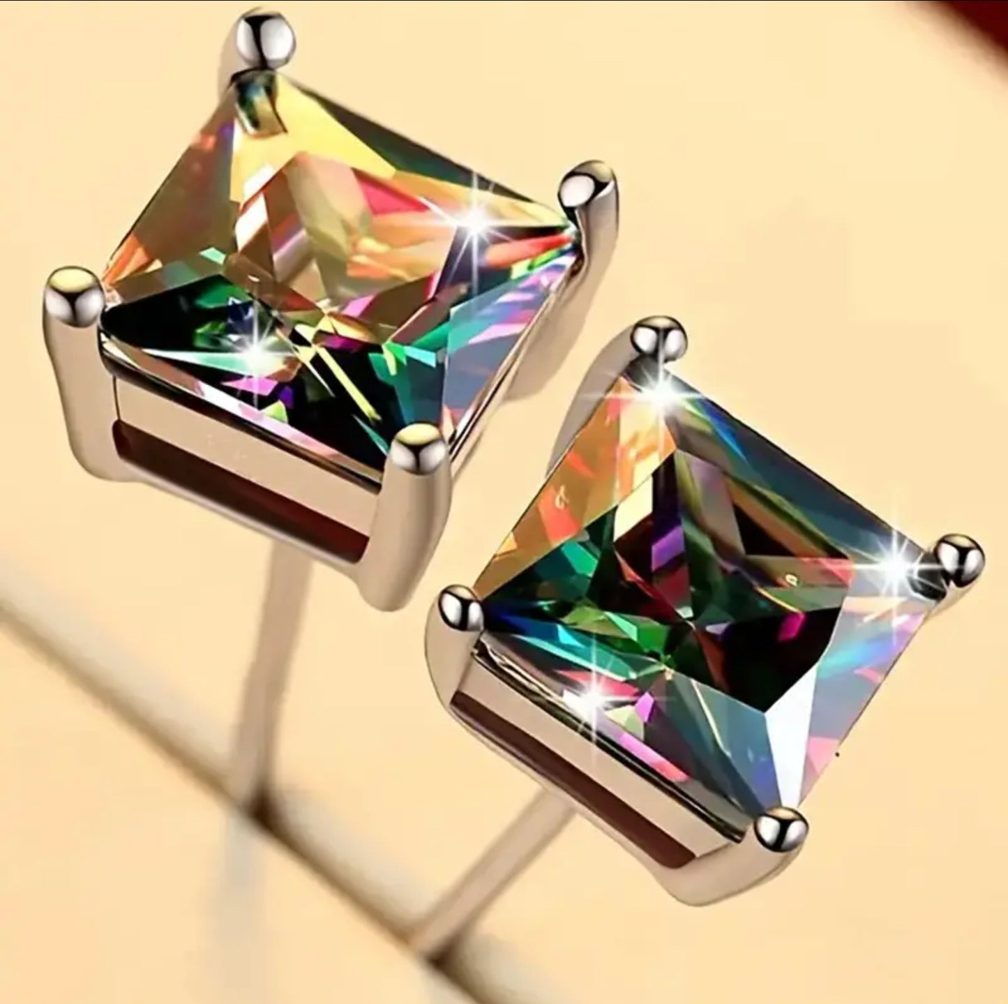 Mystic Topaz 7mm Stainless Steel Earrings.