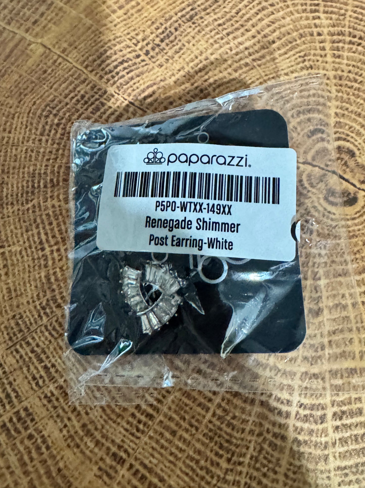 Paparazzi Renegade Shimmer White Post Earrngs