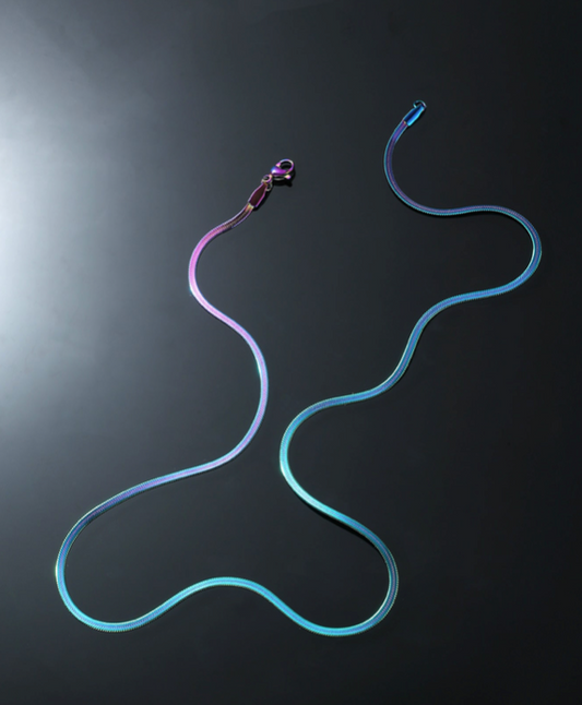 Oil Spill Ladies  Men Stainless Steel Snake  Chain  Necklace  ~ 29.7"