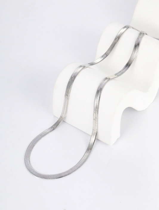 Stainless Steel Flat Snake Chain  Necklace     ~   18.1 inches