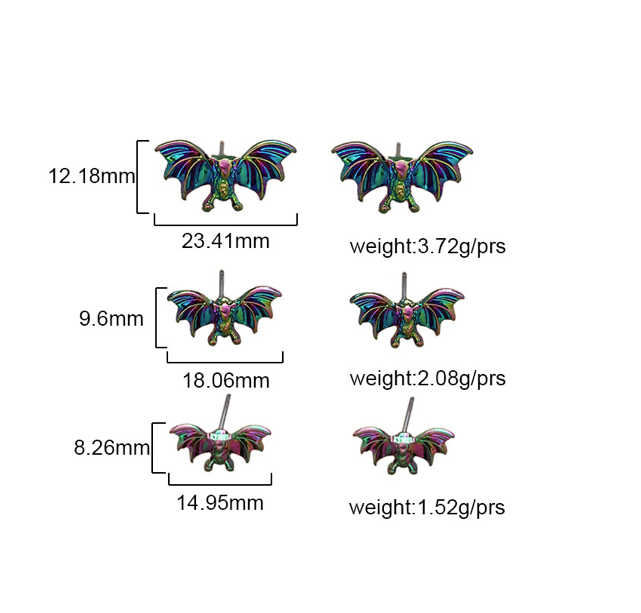 Halloween Oil Spill Holographic Bat Post Back Earrings