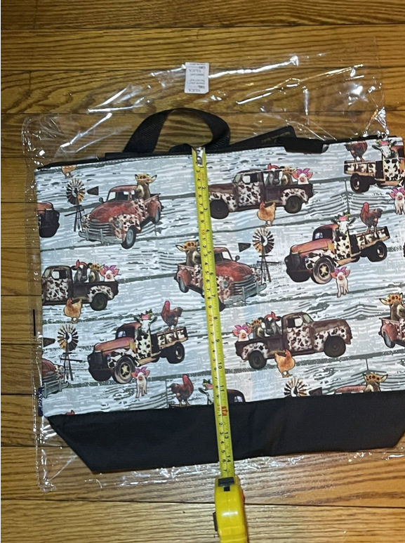 NGIL Country Farm Themed Multicolor  Large Size Tote  (  Pig, Cow, Chicken, Truck )