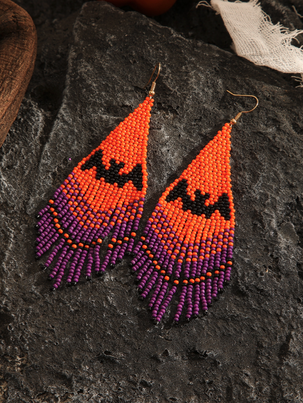 Halloween Bat Boho Bohemia NATIVE SEED BEAD  Earrings