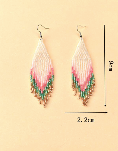 Multicolor Boho Bohemian Glass Seed Bead Chandelier  Earrings