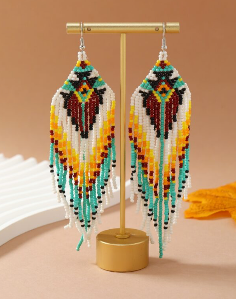 Handmade Tribal Seed Bead Designed Earrings