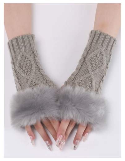 Women Fingerless Gloves Faux Fur Knitted Fall Winter Warmth