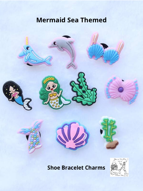 Mermaid Under the Sea Shoe Charms Bracelet Accessories 10 piece set
