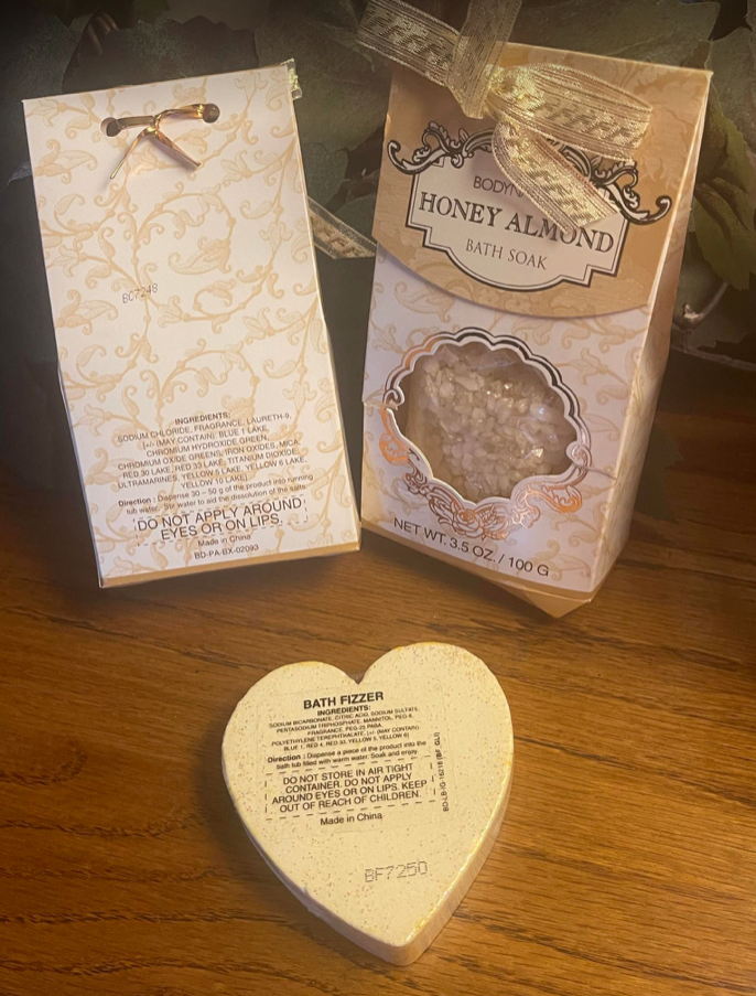 Honey Almond  Bath  Soak Salts and Bath Fizzer