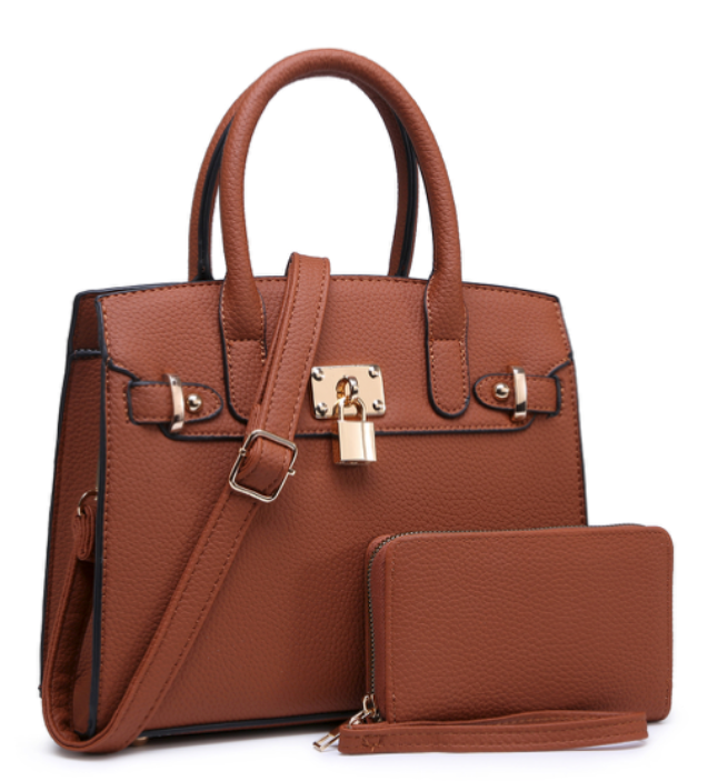 Padlock Fashion Handbag and Wallet Set   (  choose color   )