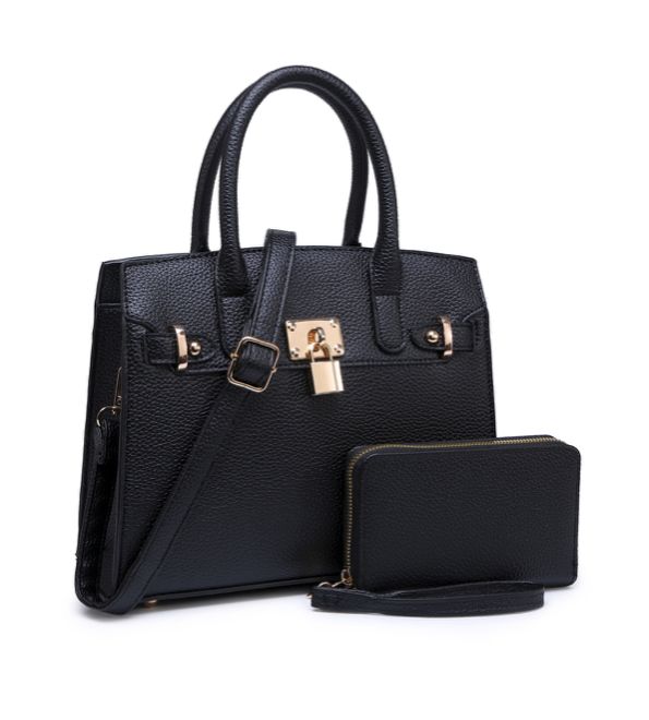 Padlock Fashion Handbag and Wallet Set   (  choose color   )