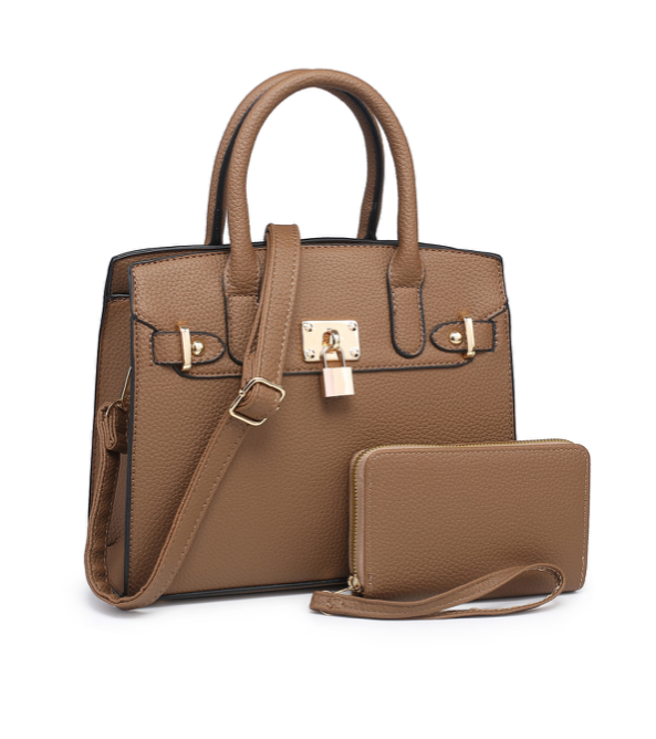 Padlock Fashion Handbag and Wallet Set   (  choose color   )