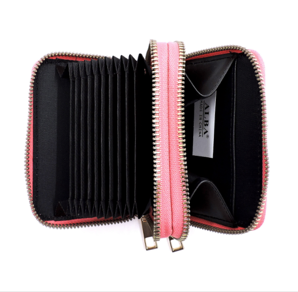 Cow Print Accordion Card Holder Double Zip Wallet