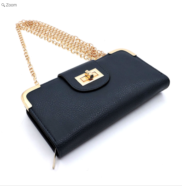 Cow Print Turn Lock Crossbody Wallet