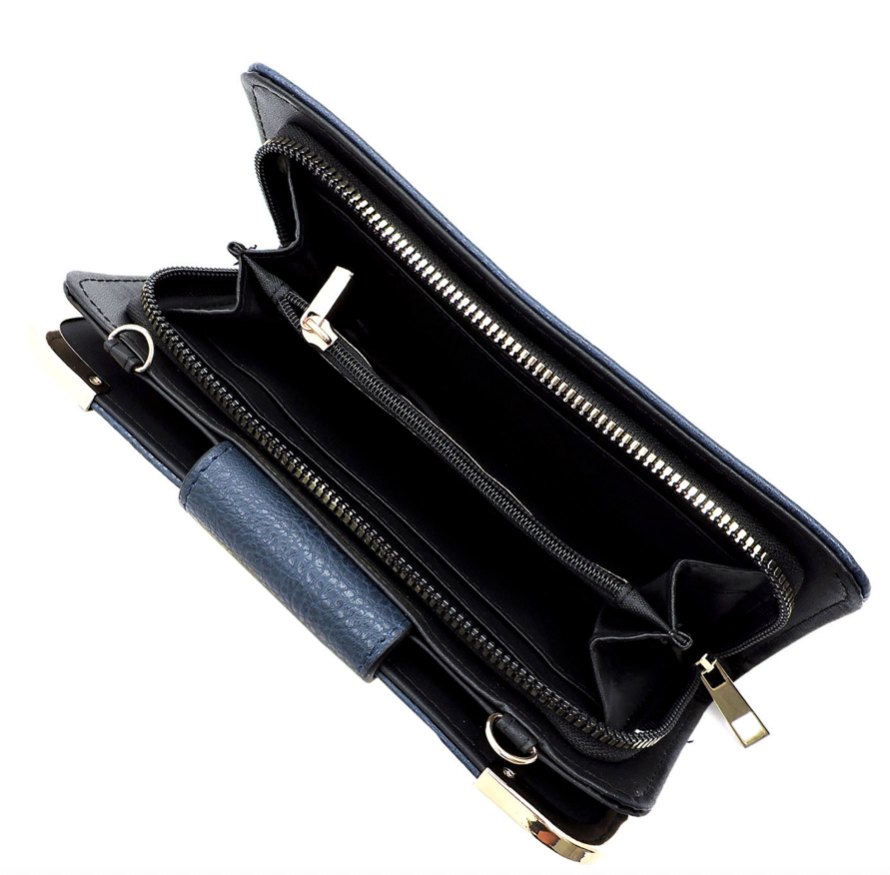 Cow Print Turn Lock Crossbody Wallet