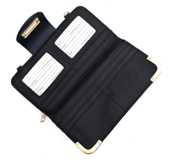Cow Print Turn Lock Crossbody Wallet