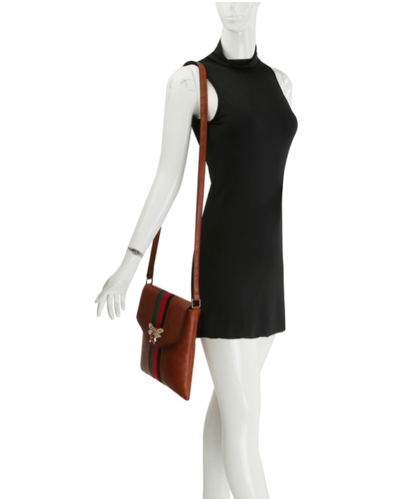 Fashion Bee Charm Striped Messenger Crossbody Handbag