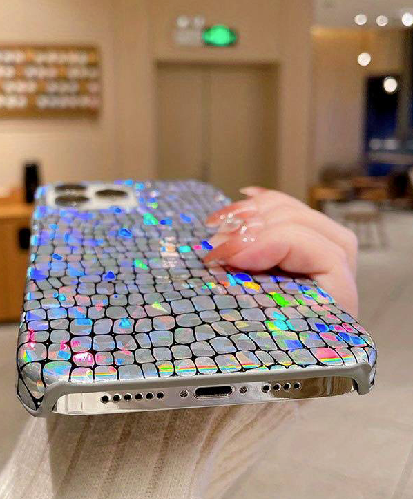 Holographic iPhone 14 Shiny Mermaid Pattern Multicolor TPU Hard Shell Case