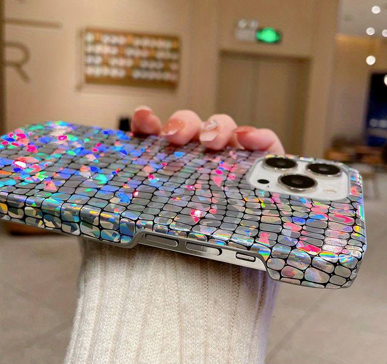 Holographic iPhone 14 Shiny Mermaid Pattern Multicolor TPU Hard Shell Case
