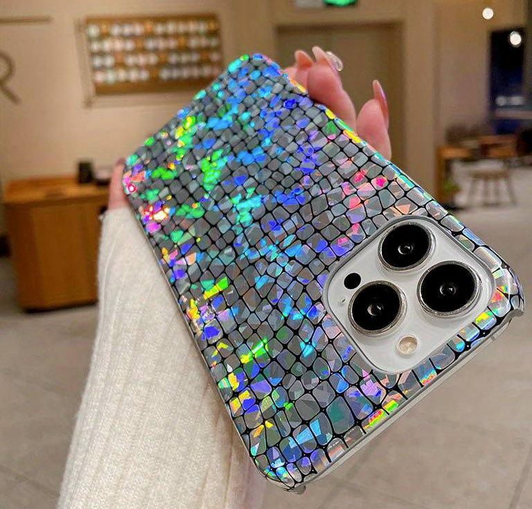 Holographic iPhone 14 Shiny Mermaid Pattern Multicolor TPU Hard Shell Case