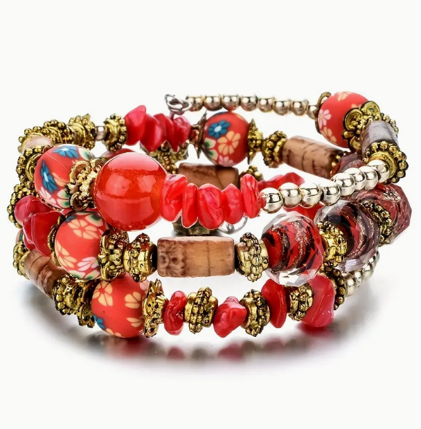 Bohemian Tribal Multicolor Memory Coil Bracelet  Wrap   ( choose from various styles )