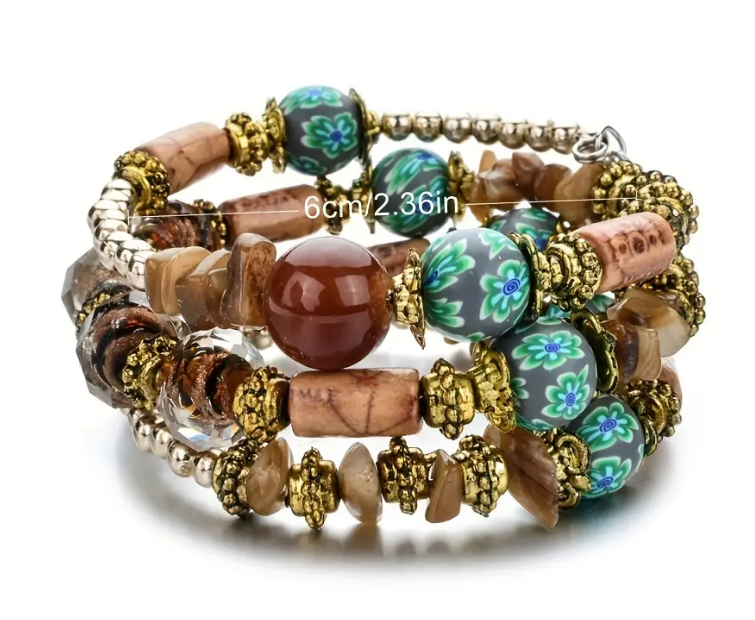 Bohemian Tribal Multicolor Memory Coil Bracelet  Wrap   ( choose from various styles )