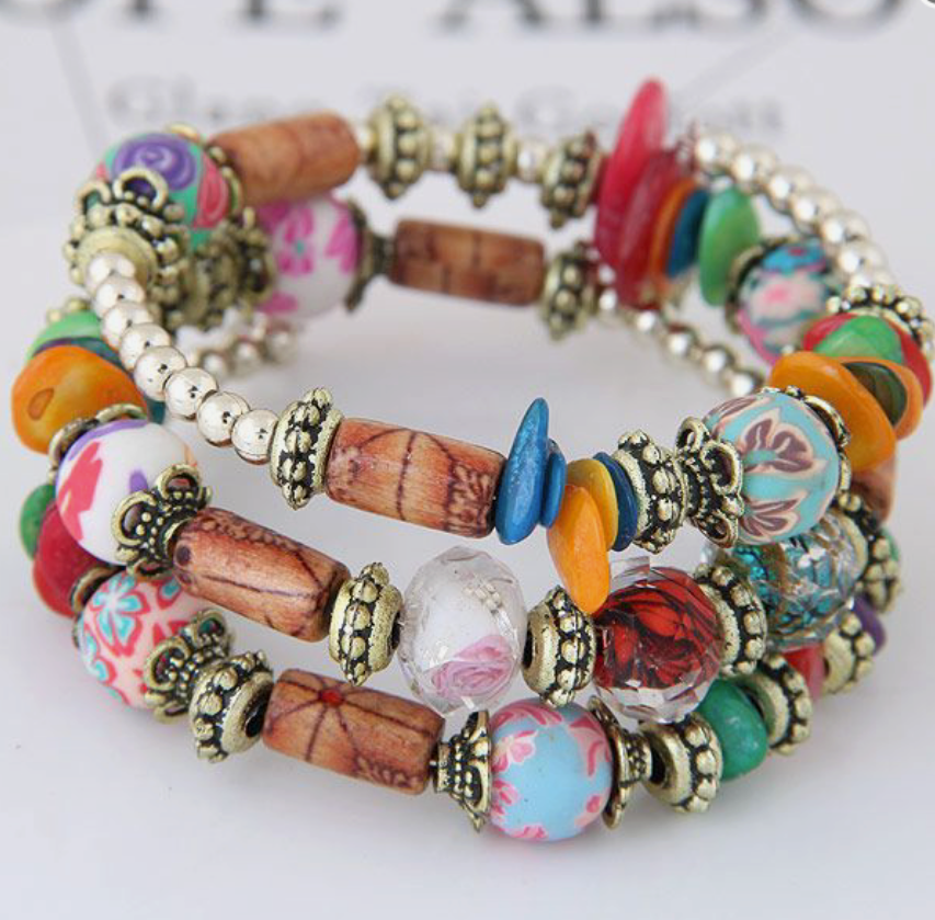 Bohemian Tribal Multicolor Memory Coil Bracelet  Wrap   ( choose from various styles )
