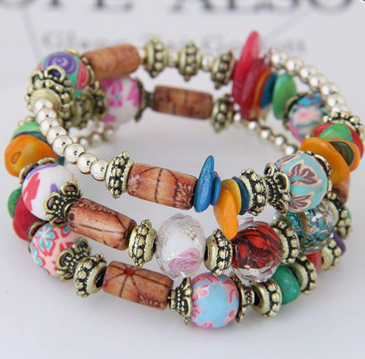 Bohemian Tribal Multicolor Memory Coil Bracelet  Wrap   ( choose from various styles )