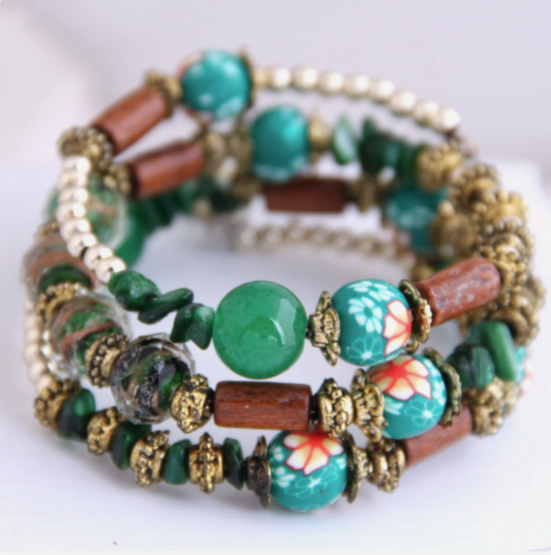 Bohemian Tribal Multicolor Memory Coil Bracelet  Wrap   ( choose from various styles )