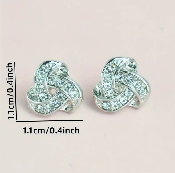 Ladies  Infinity Pinwheel Love Knot Silver Earrings Post Back
