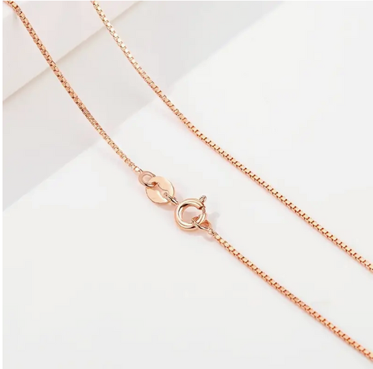 Box Chain Rose Gold 925 Sterling Silver Chain Necklace