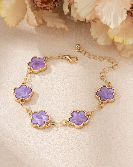 Lucky ~ 4 Leaf Clover Bracelet in Purple